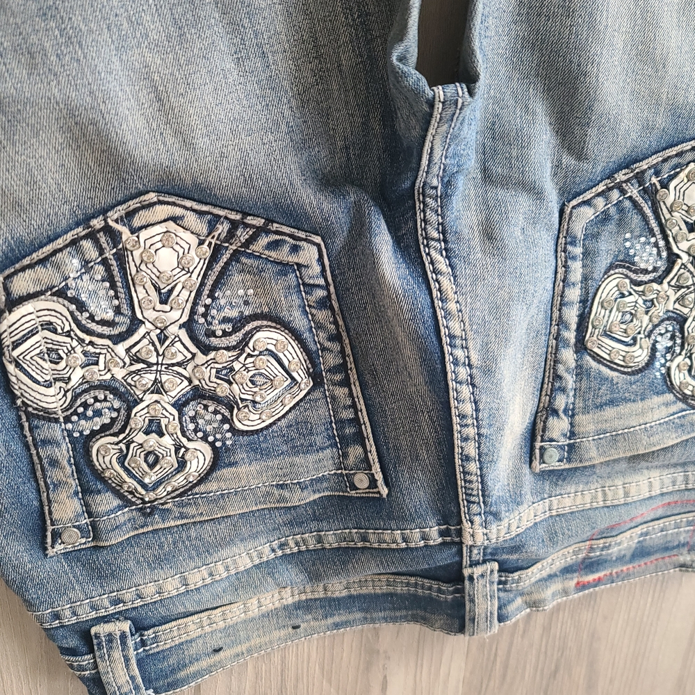 Low Rise Boot Cute Vintage Distressed Cowgirl Jeans - Picture 12 of 12
